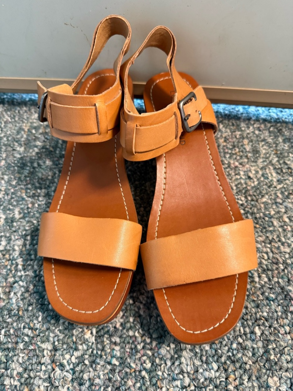 Lucky Brand Hannela Platform Sandals Size 7.5 Leather Chunky Heel Boho